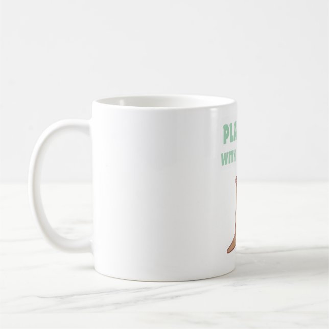 Söt utter med strandboll leker bra med uttrar F Kaffemugg (Vänster)