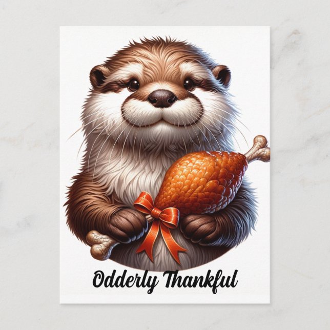 Söt utter med Thanksgiving-kyckling Vykort (Framsida)