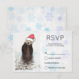 Söt utter som bär en tomtehatt jul RSVP Inbjudningar