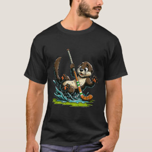 Söt utter som spelar hockey och stänker på dammrin t shirt