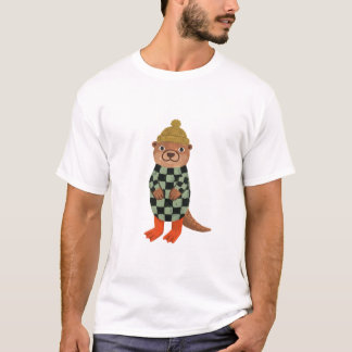 Söt utter T-shirt – stickad mössa design