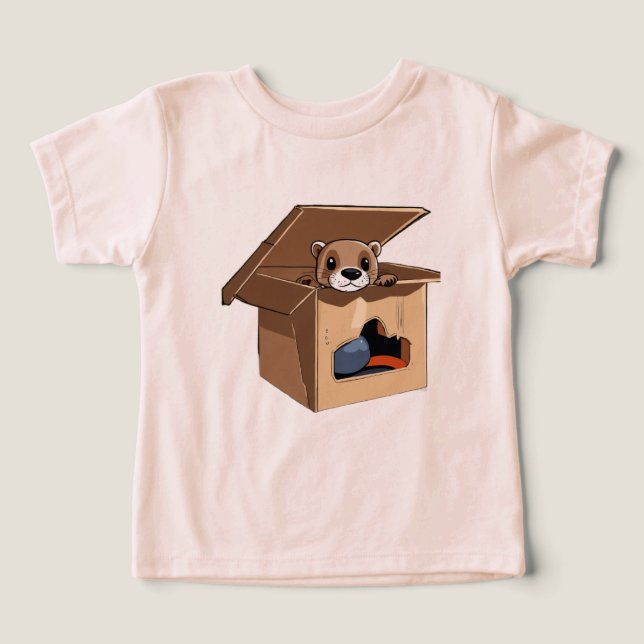 Söt utterbaby i en kartong t shirt (Design Framsida)