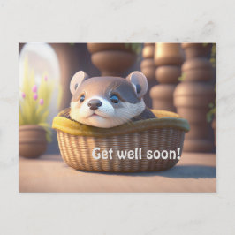 Söt utterbaby i en korg - personlig vykort