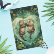 Söt utterparlek Jigsaw-pussel