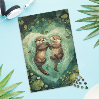 Söt utterparlek Jigsaw-pussel Pussel
