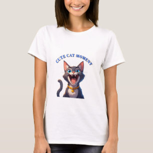 Söt uttrycksfull katt med halsband och blå ögon 😻 t shirt