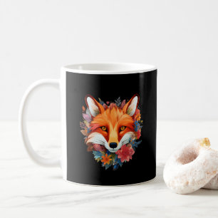 Söt Vacker Akvarell Räv Blomma Kaffemugg