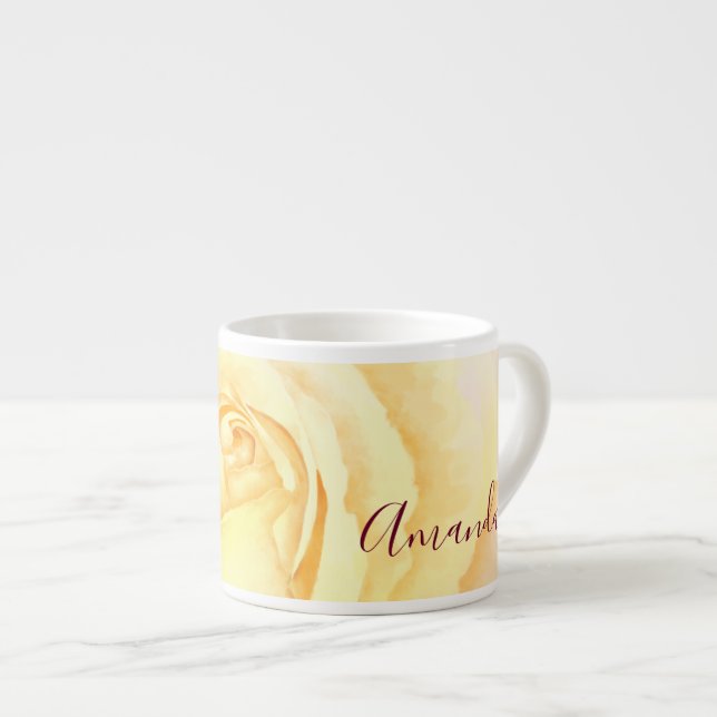 Söt vacker gul ros espressomugg (Framsida höger)