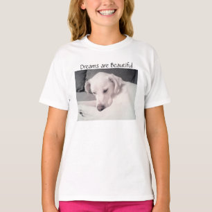 Söt Vacker Sömnig Vit Valp Drömmar T-Shirt