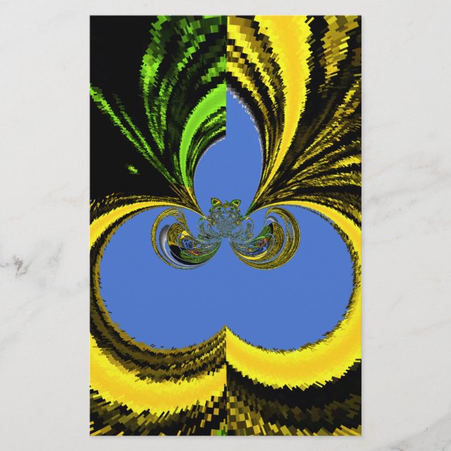 Söt, vackert sydafrikansk Gult och Blue Art Brevpapper (Framsida)