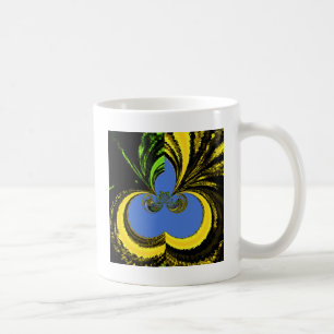 Söt, vackert sydafrikansk Gult och Blue Art Kaffemugg
