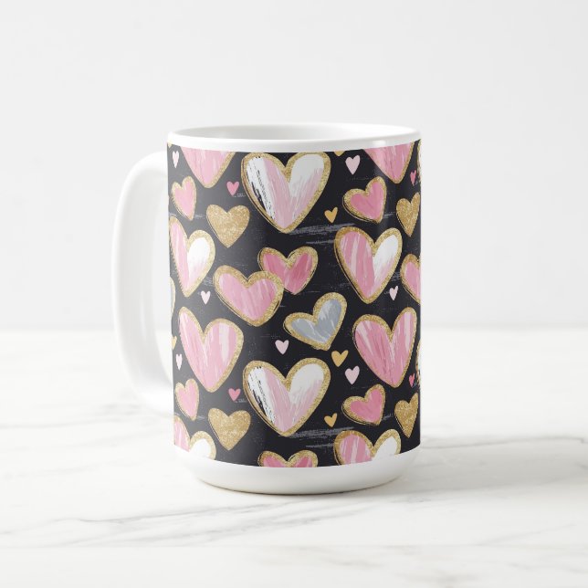 Söt vackra mönster för valentins dag kaffemugg (Framsida vänster)