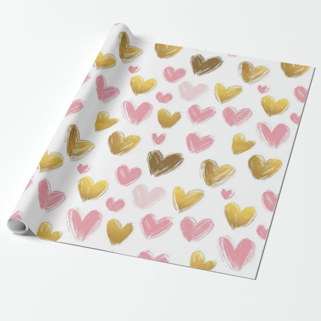 Söt vackra mönster för valentins dag presentpapper (Utrullad)