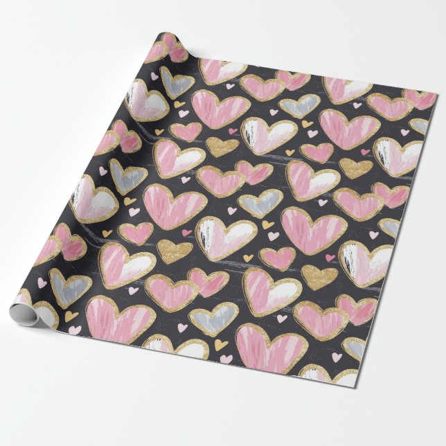 Söt vackra mönster för valentins dag presentpapper (Utrullad)