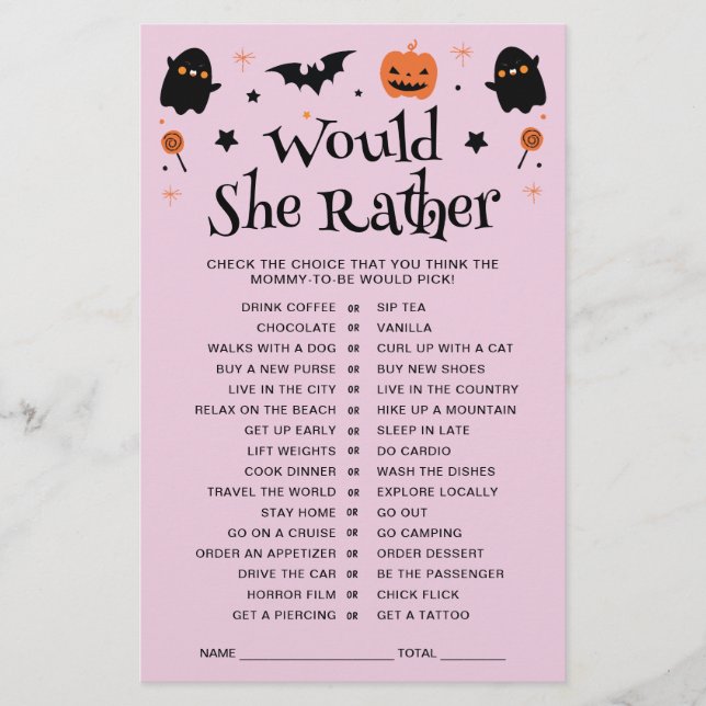 Söt "Vad föredrar hon snarare" Halloween Baby Show (Framsida)