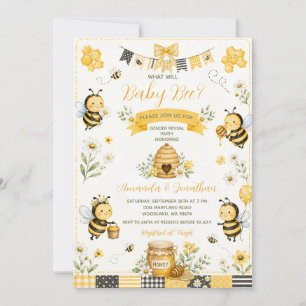 Söt Vad Kommer Baby Bee Köns Avslöjande Daisy Blom Inbjudningar