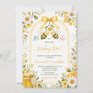 Söt Vad Kommer Baby Bee Köns Upptäckt Daisy Blomst Inbjudningar
