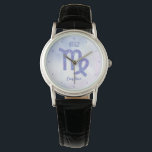 Söt Våg Astrology Personlig Lila för  Armbandsur<br><div class="desc">Denna klocka för söt,  personlig lila och lavender Våg har ett astrologiskt tecken från Zodiac i en vacker gnistra som konstellationerna. Anpassa den här söta julklappen med ditt namn i ett vackert kursivt skript för någon med en sen födelsedag i augusti eller tidigt i september.</div>
