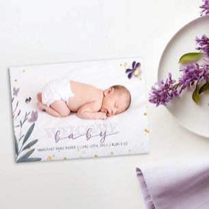Söt vaggvisa Foto med guldglans Födelse Meddelande
