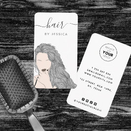 Söt Vågigt Grått Hairstyle Girl Illustration Logot Visitkort