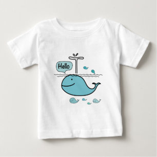 Söt val, säg hej på havet t shirt