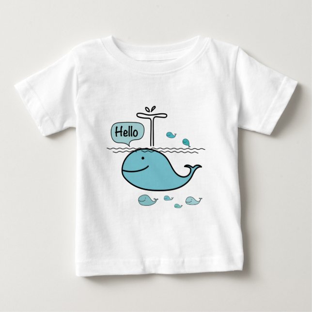 Söt val, säg hej på havet t shirt (Framsida)