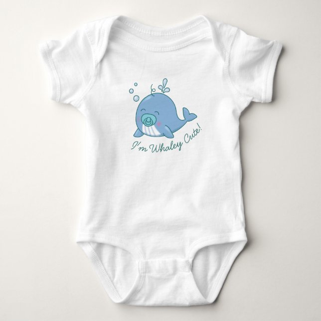 Söt valbabyshower Valross Söt pojke Blå T Shirt (Framsida)