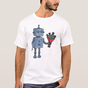 Söt valborgsrobot med mekanisk bukett t shirt