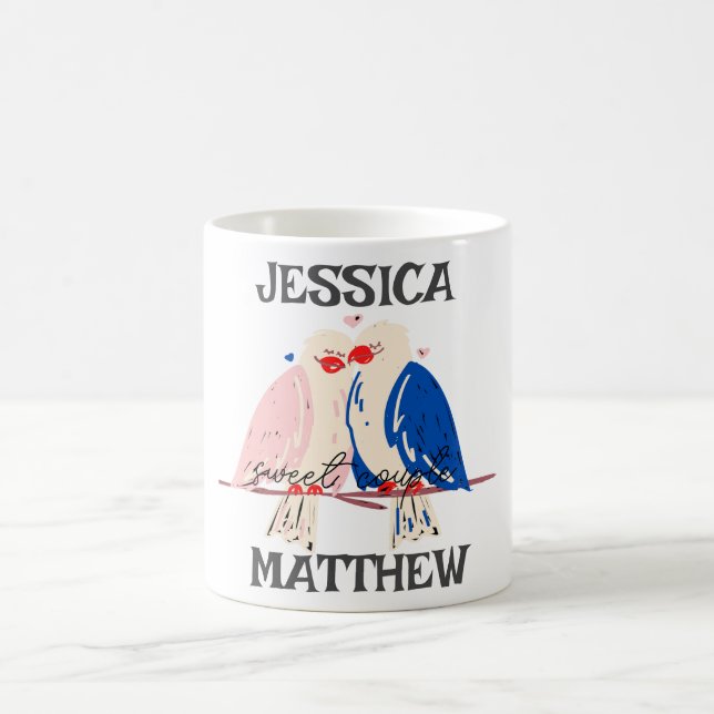 söt valentin med enkel elegant, söt för ett par kaffemugg (Center)