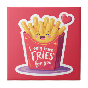 Söt valentin pommes frites-pun kakelplatta