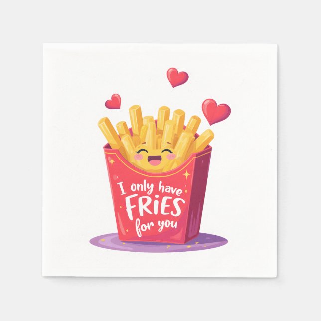 Söt valentin pommes frites pun pappersservett (Framsidan)