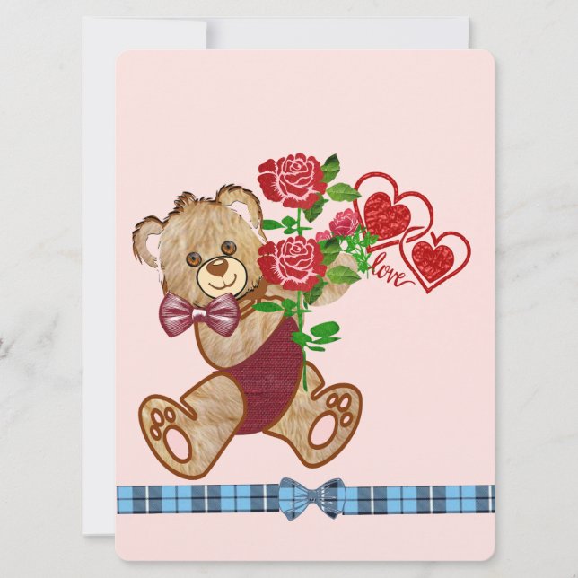 Söt valentinbjörn julkort (Framsida)