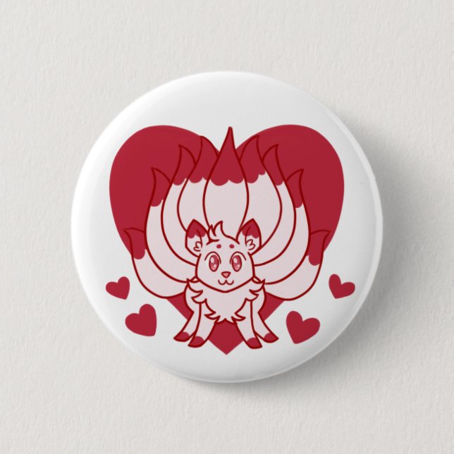 Söt valentine hjärta kitsune knapp (Framsida)