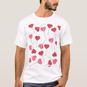 Söt Valentine Red Heart   Lollipop Mönster T Shirt