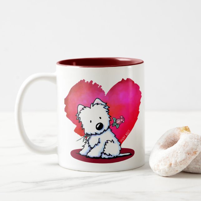 Söt Valentine Westie Två-Tonad Mugg (Med munk)