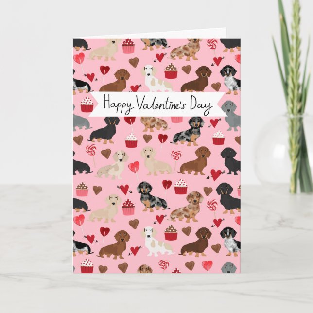 Söt valentinekort för Dachshund Helgkort (Framsida)