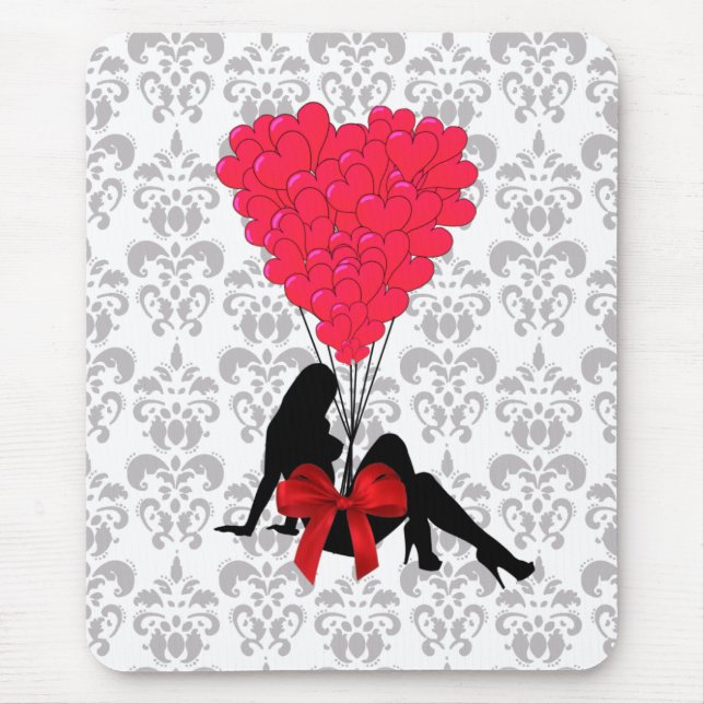 Söt Valentines hjärta på damm Musmatta (Framsidan)
