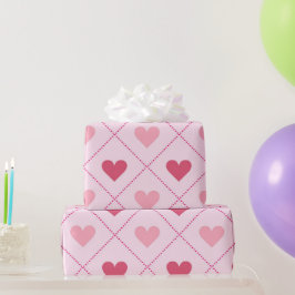 Söt Valentines Rosa Heart Mönster Presentpapper