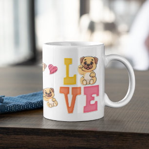 Söt valentinsdag mops husdjursras älskare present kaffemugg