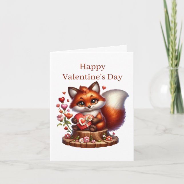 Söt valentinsdag räv lägg till meddelande (Framsida)