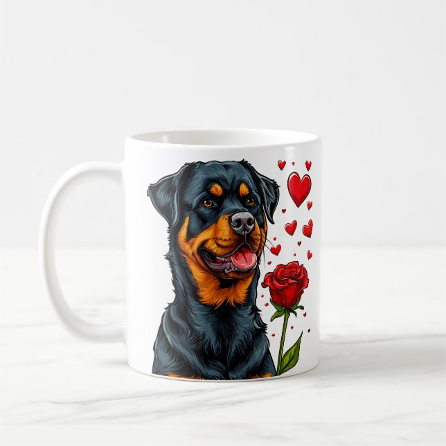 Söt valentinsdags hund kaffemugg (Vänster)