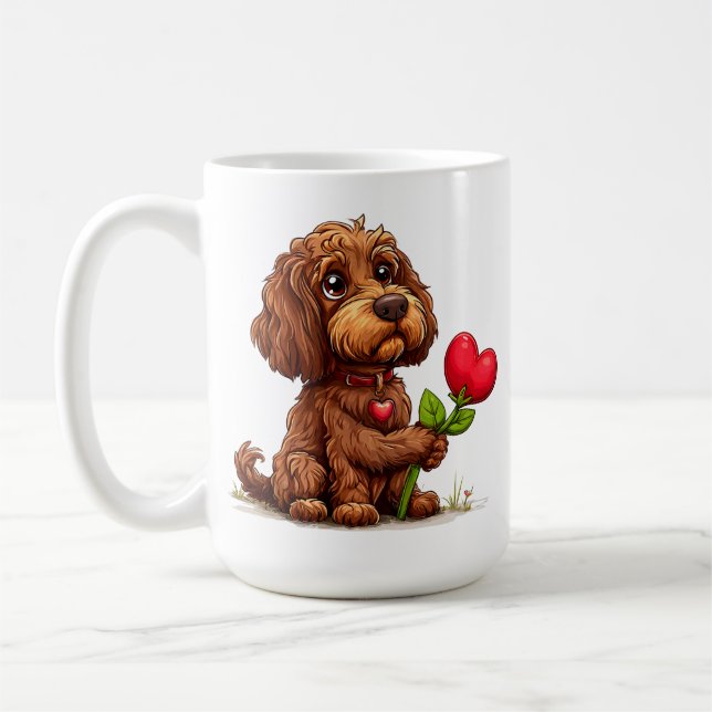Söt valentinsdags hund kaffemugg (Vänster)