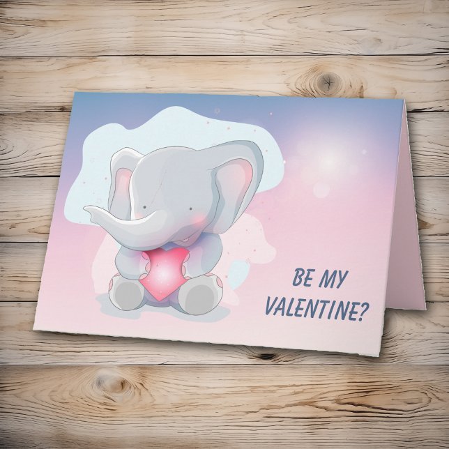 Söt valentinskort med elefantbaby helgkort (Skapare uppladdad)