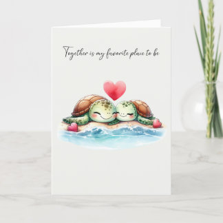 Söt Valentinskort med Sköldpaddor Helgkort
