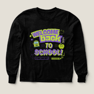 Söt Välkommen Tillbaka Till Skolan Grön Lila T Shirt