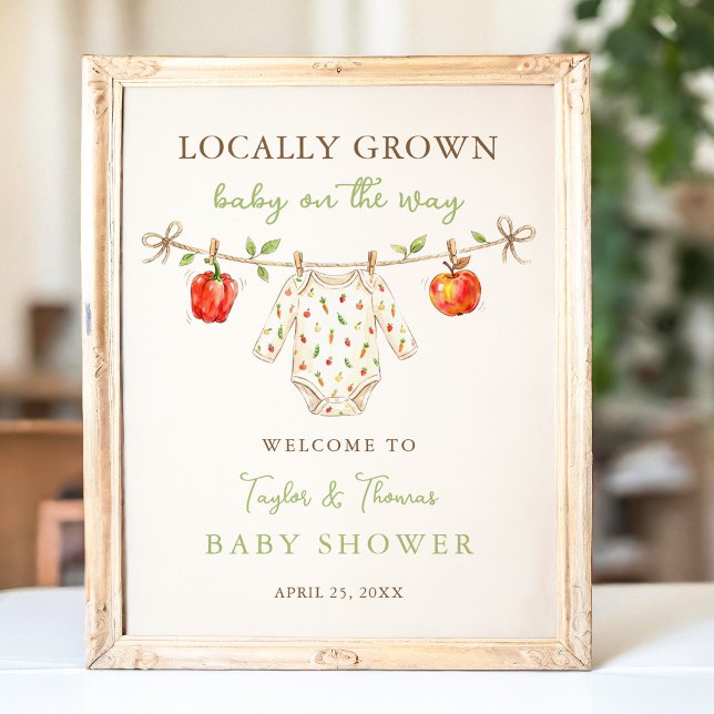 Söt välkomstskylt för baby shower med lokalt odlad poster (Skapare uppladdad)