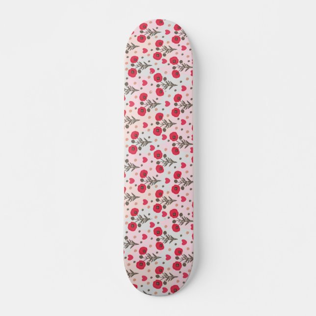 Söt vallmo, sömlös mönster mini skateboard bräda 18,5 cm (Framsida)