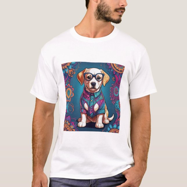 Söt Valp Älskare T-Shirt | Bedårande Hund Tröja Pr (Framsida)