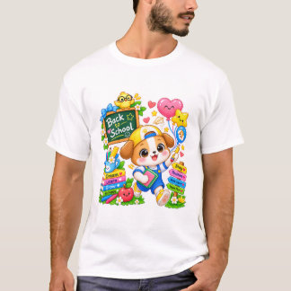 Söt valp åter till skolan vit T-shirt