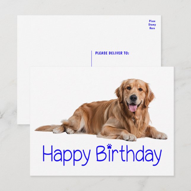 Söt valp av golden retriever Glad födelsedag Vykort (Fram/baksida)